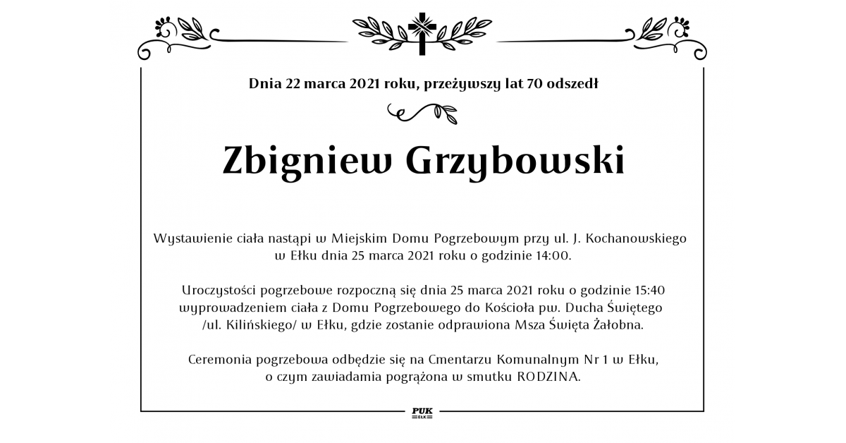 Zbigniew Grzybowski nekrolog i kondolencje Zakład Usług